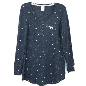 PINK Victoria's Secret Sleepwear "I've Been Good (ish)" Gray, Gold Metallic Star